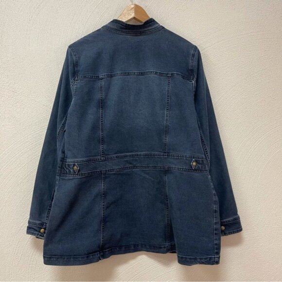 J.Jill Distressed Denim Blue Jean Button Down Jacket Sz L - Picture 4 of 4